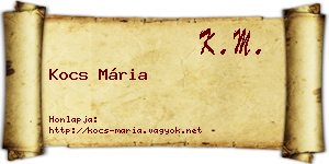 Kocs Mária névjegykártya
